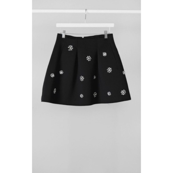 Black Jeweled Mini A Line Skirt - Picture 3 of 4